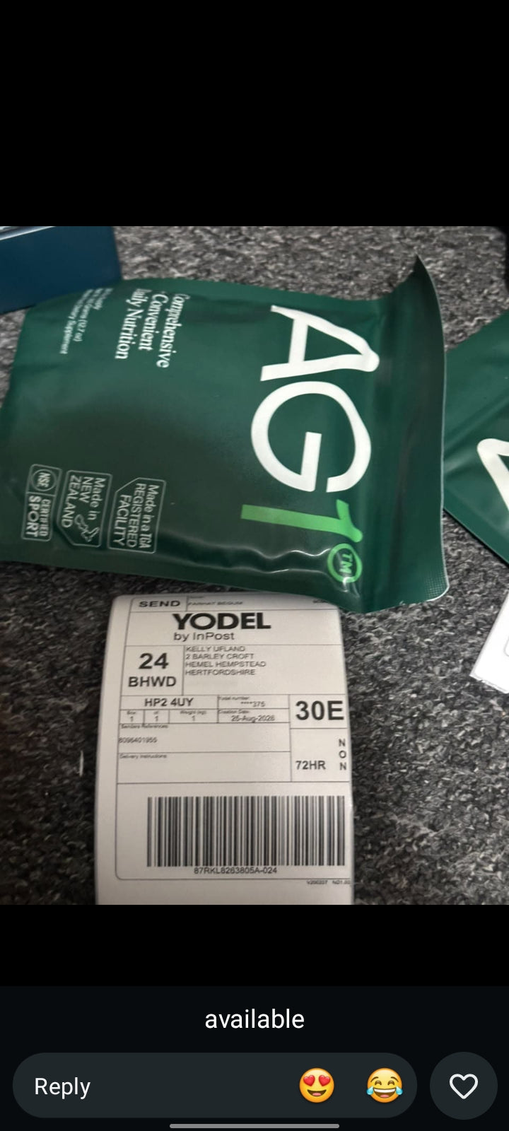 AG1 Athletic Greens PowderPouch 12.7oz/360g 30 Day Supply 1 Bag