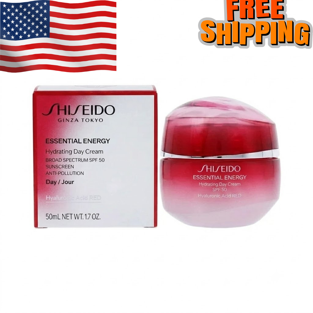 Shiseido Essential Energy Hydrating Day Cream SPF 50 Anti-Pollution Face Moisturizer with Hyaluronic Acid RED - 50ml