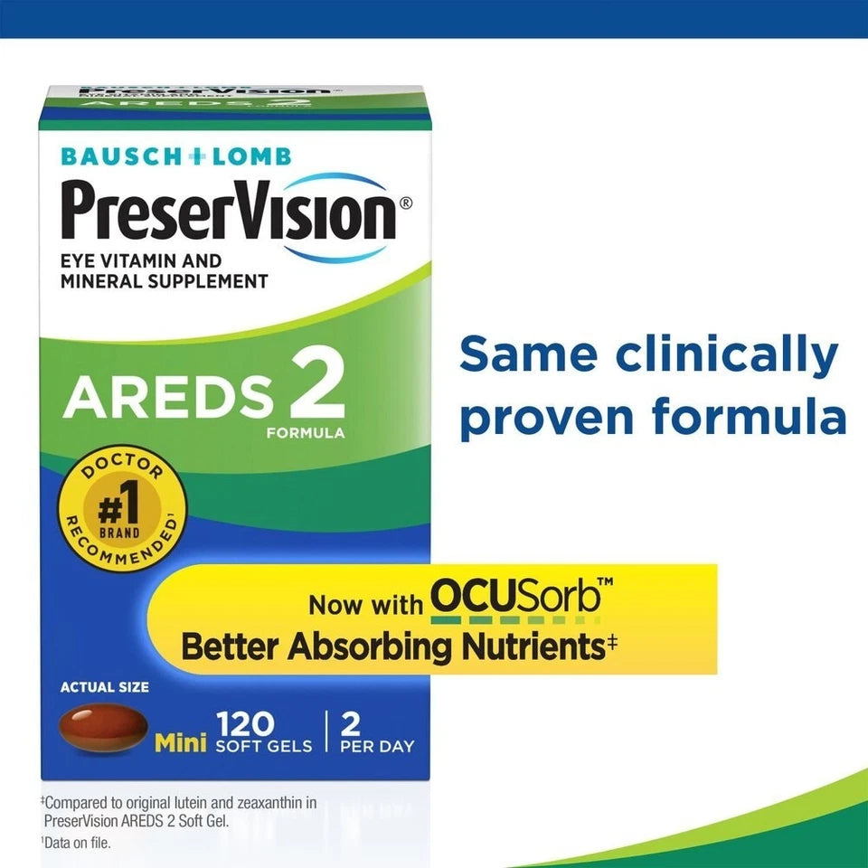 PreserVision Areds 2 Formula Eye Vitamin & Mineral Supplement Soft-Gels, 120