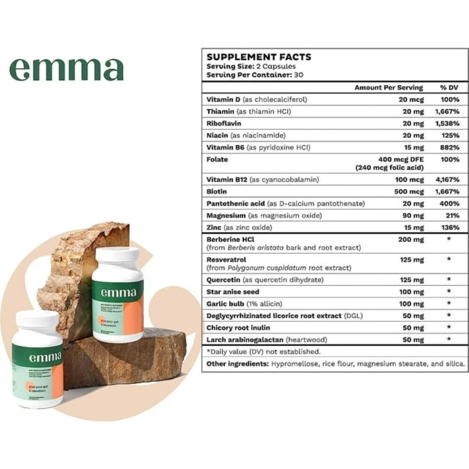 2-Pack Emma with Berberine, Resveratrol, Quercetin & Garlic – Colon Cleanse Detox, 60 Capsules Each