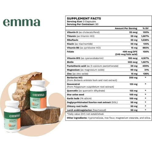 2-Pack Emma with Berberine, Resveratrol, Quercetin & Garlic – Colon Cleanse Detox, 60 Capsules Each